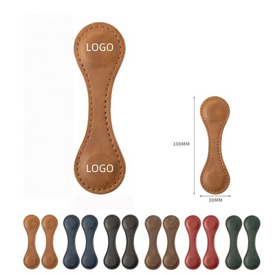 4" Economy Vintage Leather Bone-Shape Magnetic Bookmark